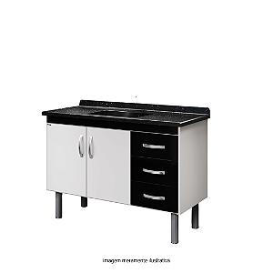 Armário Cozinha Pop Tóquio Preto 1,20 m A.J.Rorato