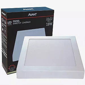 painel led quad.sobrepor 18w br 4k avant aluminio