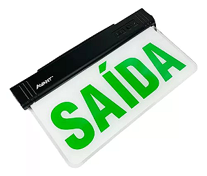 Placa de Emergência SAÍDA 1w VD 2 Lados 240x185mm PT  AVANT