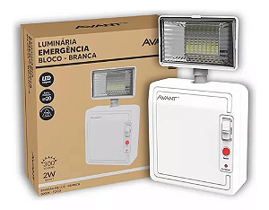 Luminária de Emergência Bloco 2w 300LM 1 Farol BR AVANT