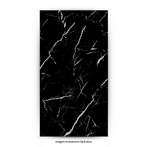 Piso Cerâmico "B" 62x120 Maxi Negro Polido Retificado Unique