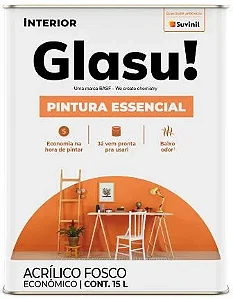 Tinta Acrílica Pintura Essencial 15L Branco Fosco Glasu