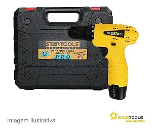 Parafusadeira Compacta Pro 12V + 15 Peças Startools