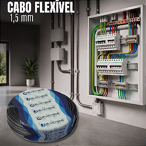Cabo Flexível 1,5 mm 1 m Preto Blucabos