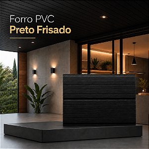 Forro PVC 6 mm 20 cm Preto Frisado 6 m Fortplast