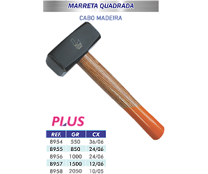 Marreta Quadrada C/Cabo 1,0kg Ref.8956 Lotus