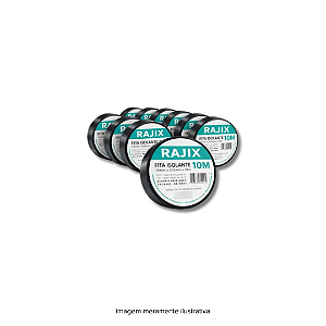 Kit C/ 10 Fitas Isolantes Pretas 20MX19MM Anti-Chama Rajix