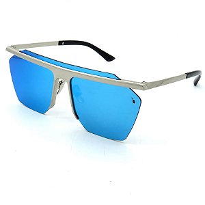 Óculos Solar Prorider Prata com lente fumê Azul-tr123