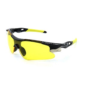 Óculos Solar Prorider Esportivo preto e amarelo com lente amarela - AG550