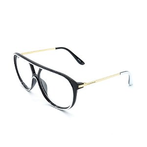 Óculos Receituário Prorider Preto, Branco e Dourado com Lentes de Apresentação - RM0100C55
