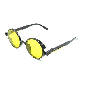 Óculos de Sol Prorider Preto Detalhado com Lente Fumê Amarela - DNEB1543