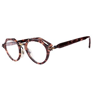 Óculos Receituário Robert La Roche Vintage Marrom e Bege Mesclado com Lentes de Apresentação - CA126C1