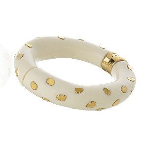 PULSEIRA MOLA RESINA SMALL SPOT OFF WHITE DOURADO COLEÇÃO FELINA NÁDIA GIMENES