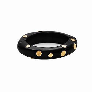 BRACELETE PRETA APLICACAO METAL SHEILA MORAIS