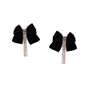 BRINCO LACO VELUDO PRETO COM STRASS GRANDE SHEILA MORAES