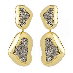 BRINCO DE PINO LUMIÈRE DUO PILÉ DOURADO, PRATEADO E BLACK DIAMOND