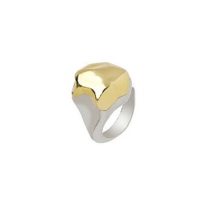 ANEL LUMIÈRE BOUTON BICOLORE P PRATA e DOURADO