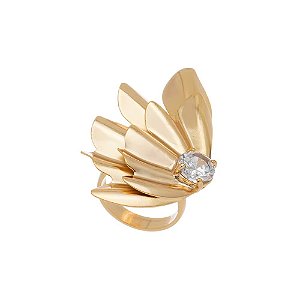 ANEL FLORA COM ZIRCÔNIA DOURADO ARO 18 NÁDIA GIMENES