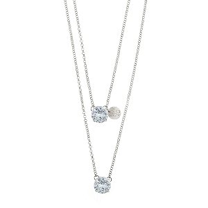 COLAR ESCAPULÁRIO COM PONTO DE ZIRCÔNIA FLORA PRATEADO E CRISTAL