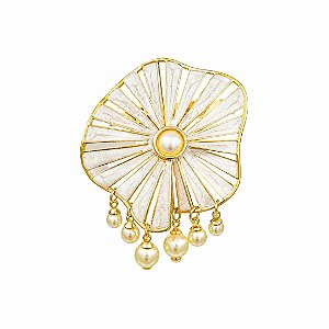 BROCHE ESPIRAL PÉROLAS OURO VINTAGE M NÁDIA GIMENES