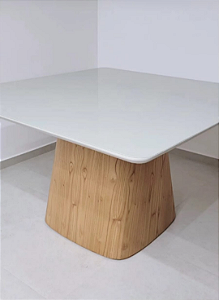 Mesa de Jantar laca vidro Base cone 140cm x 140cm e prato giratório 70cm