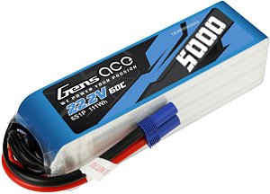 Baterias LiPo Gens Ace 6S 5000mah 22.2v 60c EC5
