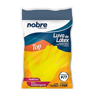 Luva borracha/latex "P/7" amarela TOP CA 39042 - Nobre