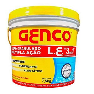 BALDE 7,5 KG CLORO GENCO LE MULTIAÇÃO 3X1 GRANULADO