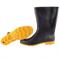 BOTA PVC P.FORTE C/FORRO PRETA SOLA AMARELA 41 GRENDENE