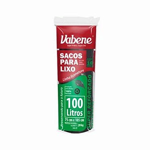 SACO LIXO PRETO SUPER REFORCADO 100L 10UN / ROLO VABENE