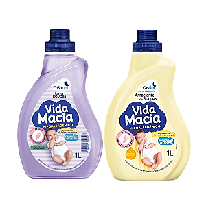 KIT VIDA MACIA LAVA ROUPAS 1L E AMACIANTE 1L