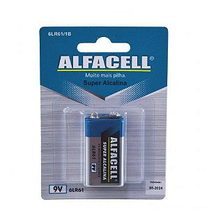 Bateria Super Alcalina 6LR61 9V Alfacell