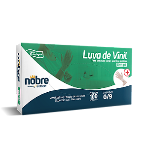 Luva vinil sem po *G* - Protecao contra agentes quimicos c/100unid - Nobre