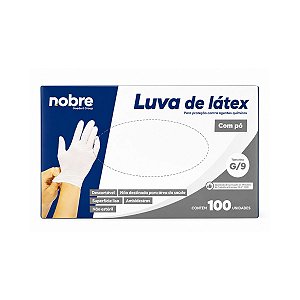 Luva Latex C/PÓ Tam.G (Protecao contra agentes quimicos) c/100un Nobre