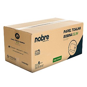 Papel toalha bobina c/6 0,20x200m (caixa/celulose virgem) Slim - Nobre