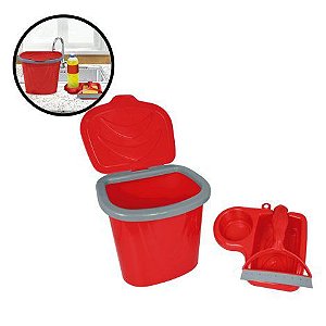 Kit Organizador de Pia Plastico 3 Pecas Vermelho keita