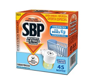 SBP Repelente Elétrico Líquido Cheiro Suave Aparelho e Refil 35ML