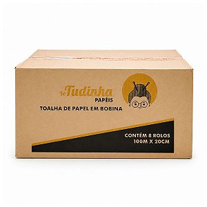 Toalha de Papel em Bobina 100% Celulose 8X100X20 Vo Tudinha