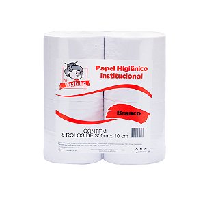 PAPEL HIGIENICO ROLAO BRANCO 10X300MT (FARDO 8 ROLOS) - VO TUDINHA