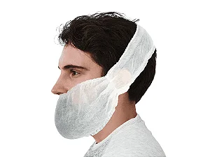 PROTETOR BARBA E BIGODE TNT BRANCO 100UN/PCT