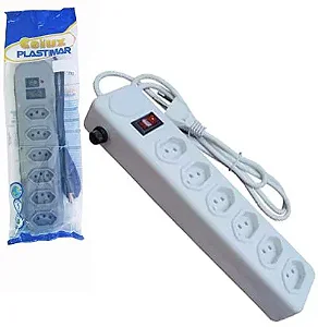 FILTRO DE LINHA EXTENSÃO 1,2 M COM 6 TOMADAS TRIPOLAR BIVOLT PLASTIMAR