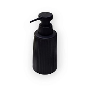 PORTA SABONETE LIQUIDO DE CERAMICA LISTRAS PRETO OIKOS