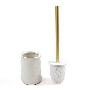 ESCOVA SANITARIA COM SUPORTE DE CERAMICA BRANCO  OIKOS
