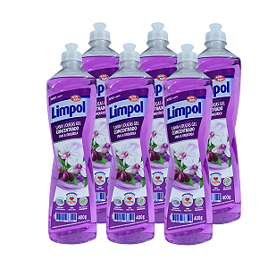 KIT C/ 6 DETERGENTES LIMPOL GEL UVA E ORQUIDEA 400G