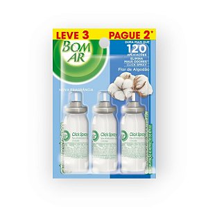 PURIFICADOR BOM AR CLICK SPRAY REFIL 12ml L3P2 FLOR ALGODÃO