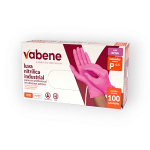 LUVA NITRILICA PROTECAO INDUSTRIAL ROSA P 100UN - VABENE