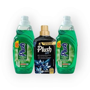 Kit Plush 2 Lava Roupas 1L + Intensificador Vertigo 500ml