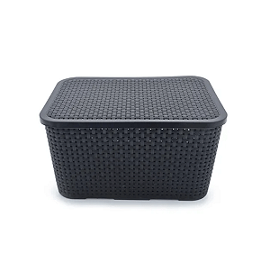 CAIXA ORGANIZADORA RATTAN COM TAMPA CHUMBO 16L - NITRON