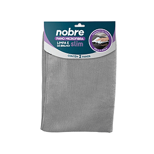 Pano de microfibra 60x80cm (pct c/2 un) cinza Slim - Nobre