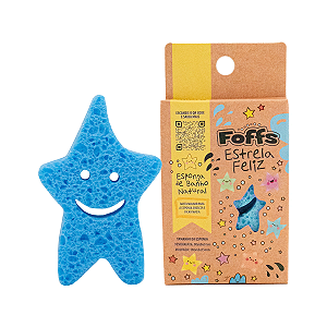 ESPONJA DE BANHO NATURAL FOFFS® ESTRELA FELIZ AZUL - AKORA